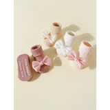 4 Pairs Toddler Ankle Socks – Soft Cotton Bow Socks for Baby Girls Anti-Slip 0–24 Months