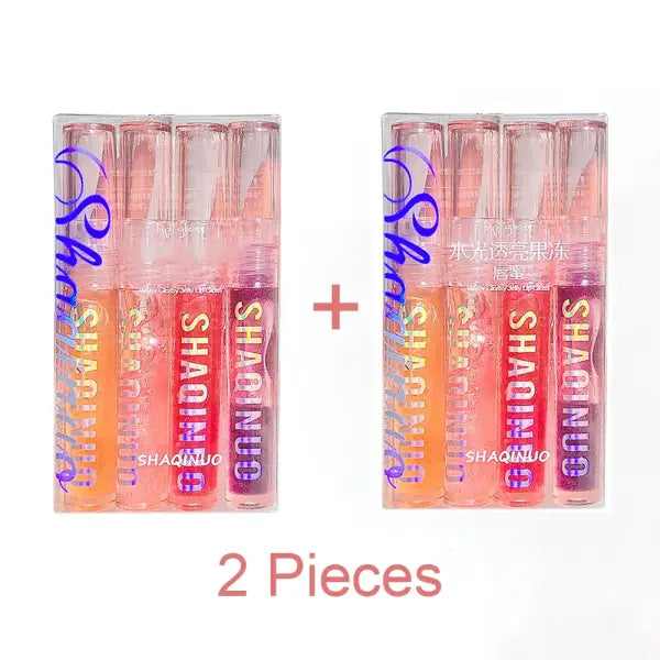 4 PCS Water-gloss Mirror Jelly Lip Gloss Moisturizes Lips Shimmers With Fine Pearls Brightens Lip Color - S845-2PCS