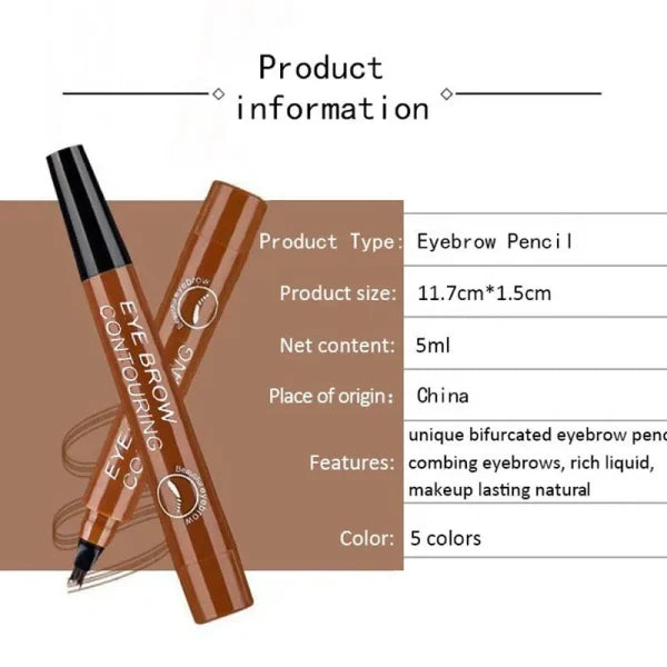 4-Point Eyebrow Pencil – Waterproof Liquid Brow Pen for Long-Lasting Microblade Makeup - Himpall