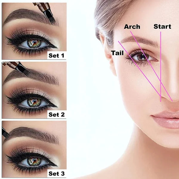 4-Point Eyebrow Pencil – Waterproof Liquid Brow Pen for Long-Lasting Microblade Makeup - Himpall