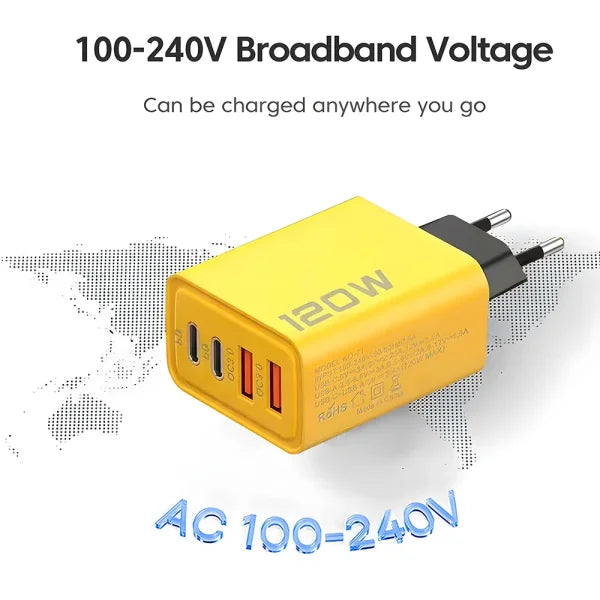 4 Ports USB C PD Charger with Quick Charge Technology for Fast Charging