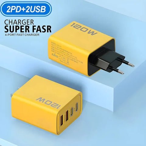 4 Ports USB C PD Charger with Quick Charge Technology for Fast Charging