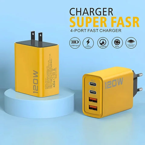 4 Ports USB C PD Charger with Quick Charge Technology for Fast Charging