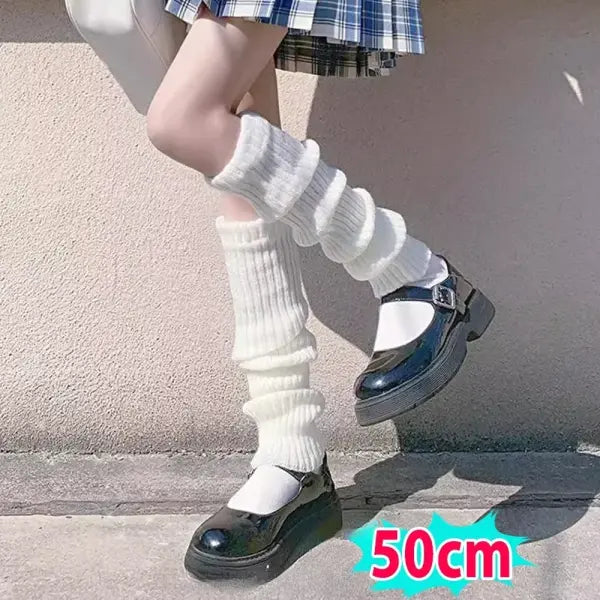 Knitted Lolita Leg Warmers – Women’s Long Wool Socks & Arm Warmers Autumn Winter Y2K Crochet Boot Cuffs (40–70cm)
