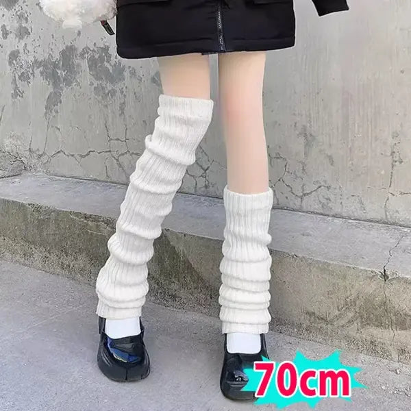 Knitted Lolita Leg Warmers – Women’s Long Wool Socks & Arm Warmers Autumn Winter Y2K Crochet Boot Cuffs (40–70cm)