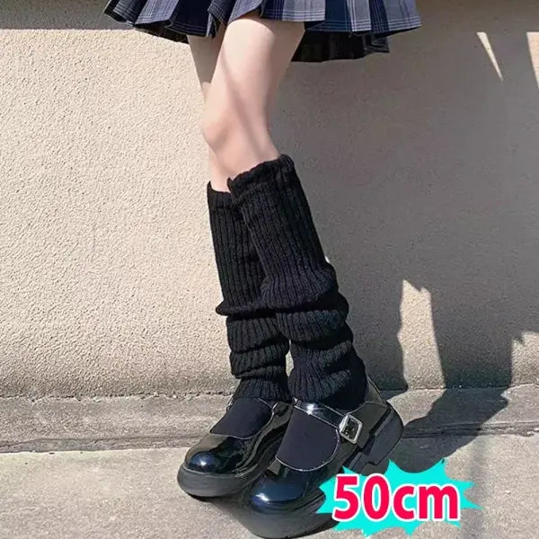 Knitted Lolita Leg Warmers – Women’s Long Wool Socks & Arm Warmers Autumn Winter Y2K Crochet Boot Cuffs (40–70cm)