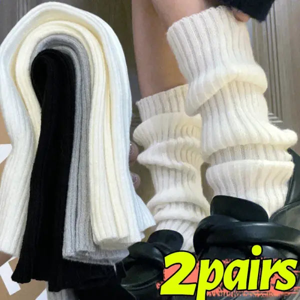 Knitted Lolita Leg Warmers – Women’s Long Wool Socks & Arm Warmers Autumn Winter Y2K Crochet Boot Cuffs (40–70cm)