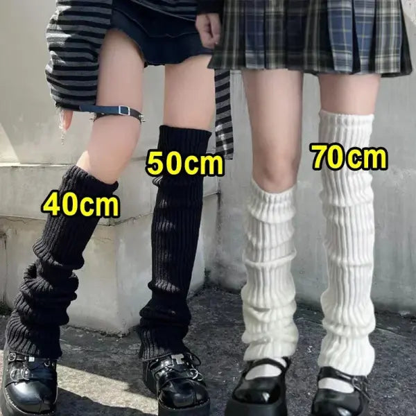 Knitted Lolita Leg Warmers – Women’s Long Wool Socks & Arm Warmers Autumn Winter Y2K Crochet Boot Cuffs (40–70cm)