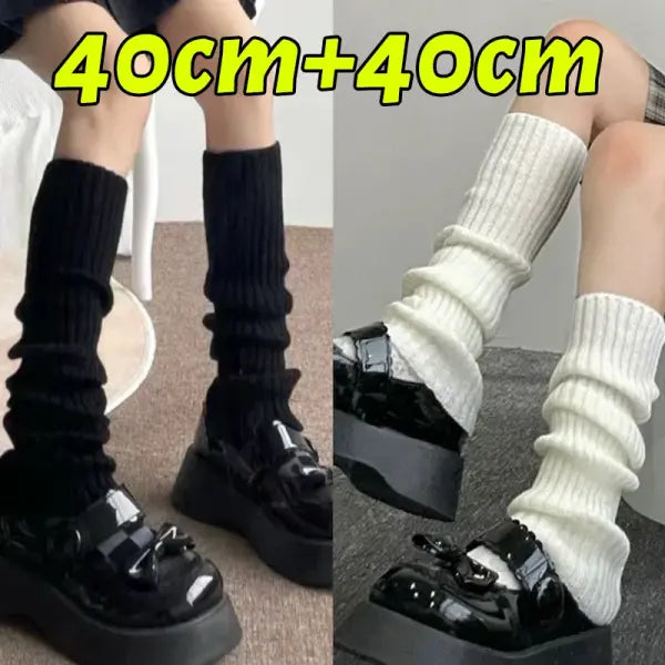 Knitted Lolita Leg Warmers – Women’s Long Wool Socks & Arm Warmers Autumn Winter Y2K Crochet Boot Cuffs (40–70cm)