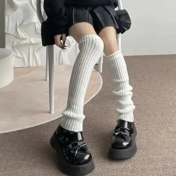 Knitted Lolita Leg Warmers – Women’s Long Wool Socks & Arm Warmers Autumn Winter Y2K Crochet Boot Cuffs (40–70cm)