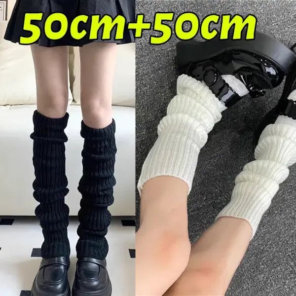 Knitted Lolita Leg Warmers – Women’s Long Wool Socks & Arm Warmers Autumn Winter Y2K Crochet Boot Cuffs (40–70cm)