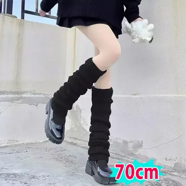 Knitted Lolita Leg Warmers – Women’s Long Wool Socks & Arm Warmers Autumn Winter Y2K Crochet Boot Cuffs (40–70cm)