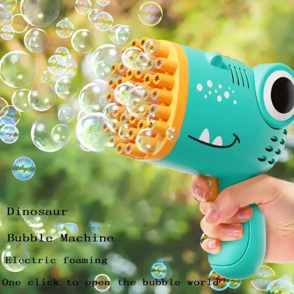 40-Hole Dinosaur Bubble Gun – Handheld Automatic Bubble Machine Toy for Kids (No Battery or Bubble Water Included)