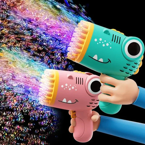 40-Hole Dinosaur Bubble Gun – Handheld Automatic Bubble Machine Toy for Kids (No Battery or Bubble Water Included)