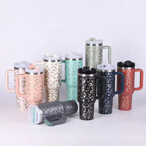 40oz Insulated Stainless Steel Tumbler with Handle and Lid