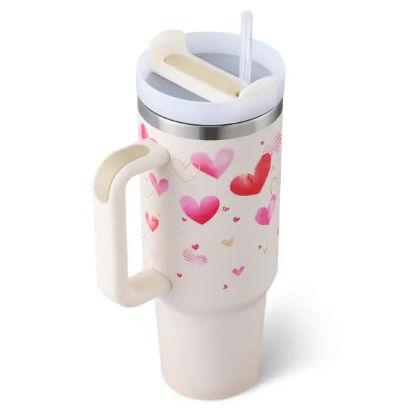 40oz Insulated Stainless Steel Tumbler with Handle and Lid