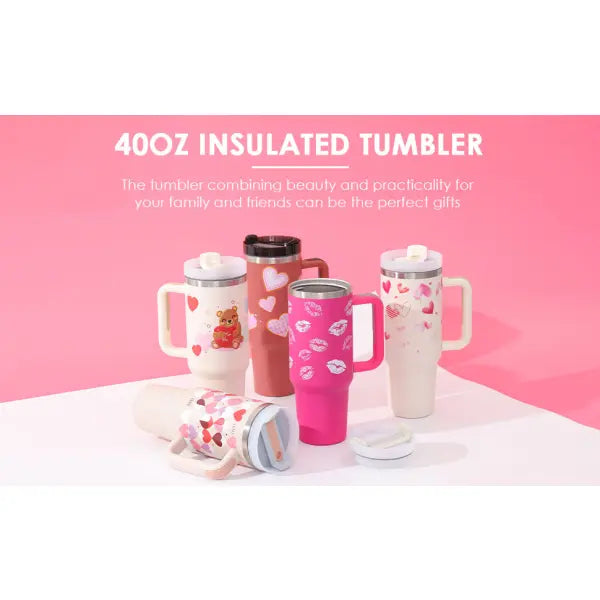 40oz Insulated Stainless Steel Tumbler with Handle and Lid