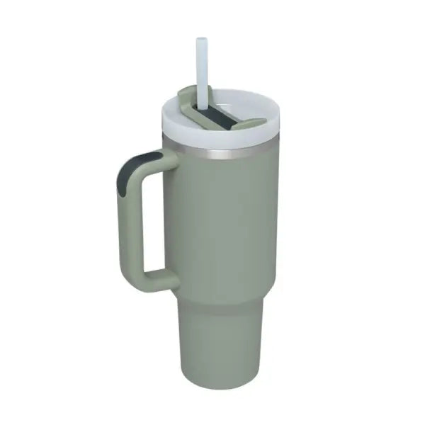 40oz Insulated Stainless Steel Tumbler with Handle and Lid - Bay leaves / 1200ML / 1PC