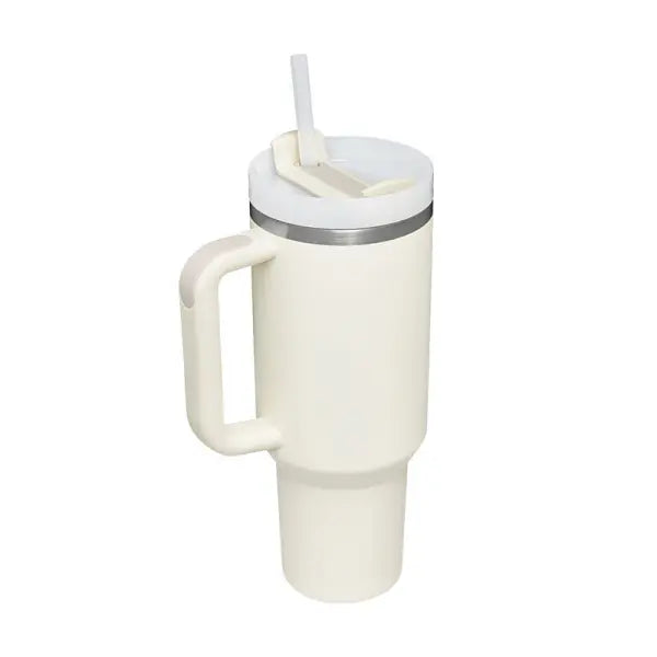 40oz Insulated Stainless Steel Tumbler with Handle and Lid - Cream white / 1200ML / 1PC