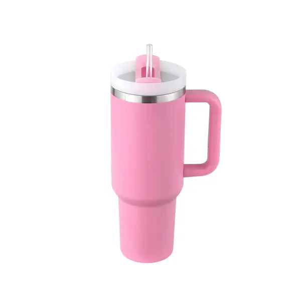 40oz Insulated Stainless Steel Tumbler with Handle and Lid - Peony color / 1200ML / 1PC