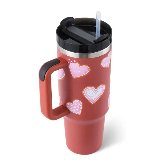 40oz Insulated Stainless Steel Tumbler with Handle and Lid - Pink / 1200ML / 1PC