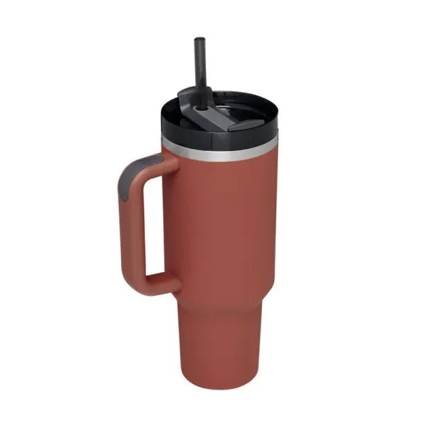 40oz Insulated Stainless Steel Tumbler with Handle and Lid - Red rust / 1200ML / 1PC