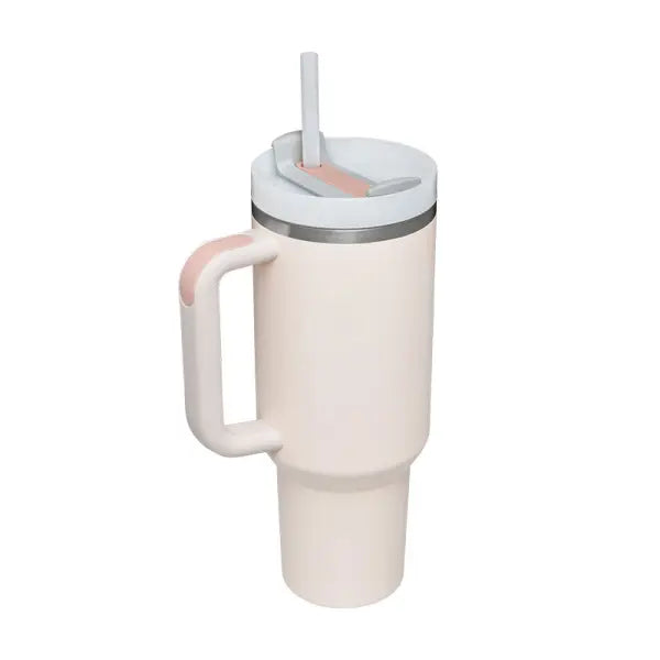 40oz Insulated Stainless Steel Tumbler with Handle and Lid - Rose quartz / 1200ML / 1PC