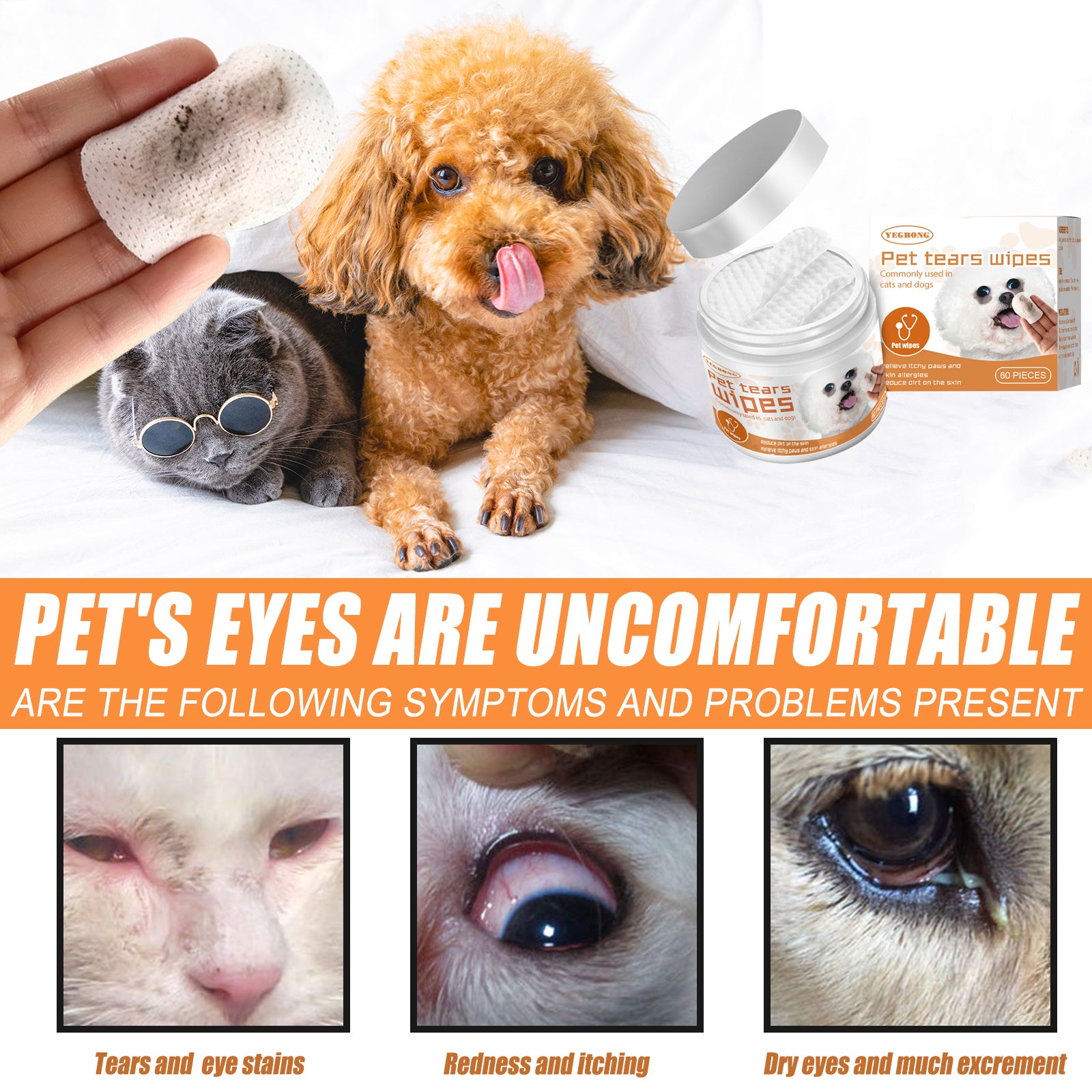 Pet Wipes Clean Dogs And Cats Tear Stains Eye Cleaning Wipe Eye Dirt Cotton Pad - Pet Wipes Clean