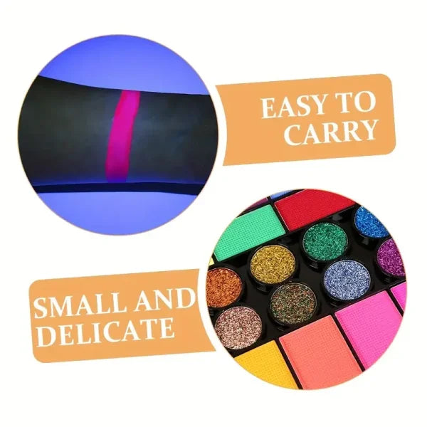 42 Colors Water Soluble Face & Body Painting Set – UV Neon Glitter for Halloween & Parties