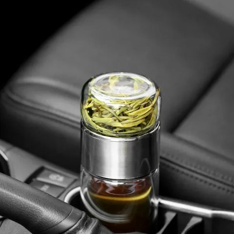 420ML Glass Tea Infuser Bottle – Double Layer Borosilicate Tumbler - Himpall
