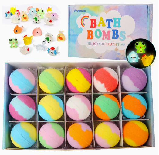 Glow-in-the-Dark Bath Bombs doll set for kids (multi) – fizzing bubble fun - 15pcs glowing - None