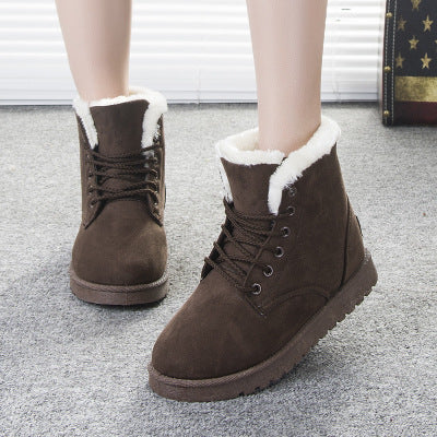 Suede Women Snow Boots with Artificial Wool Lining