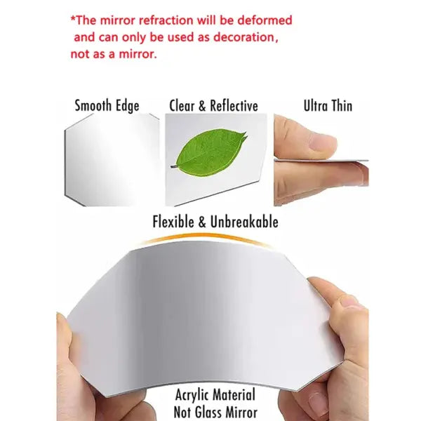 45pcs Mirror Wall Sticker Hexagon Wall Art Sticker DIY Household Decorative Tiles Sticker - 45pcs