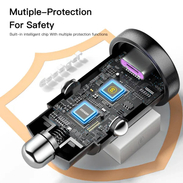 45W USB Car Charger – Fast Charging QC 4.0 PD 3.0 Type-C Adapter - Himpall