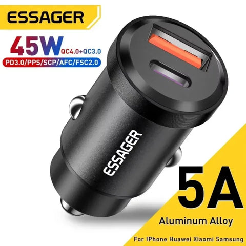 45W USB Car Charger – Fast Charging QC 4.0 PD 3.0 Type-C Adapter - Himpall