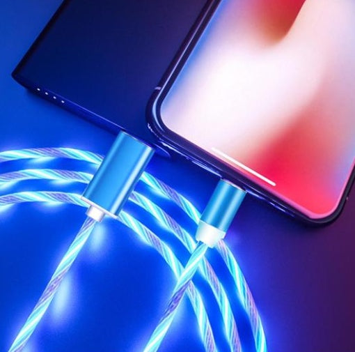 Compatible with Apple Flowing Ligh Magnetic Streamer Data Line Cable for Iphone Android Typec