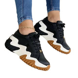 Women Patent Leather Platform Sneakers with Round Toe and Front Lace