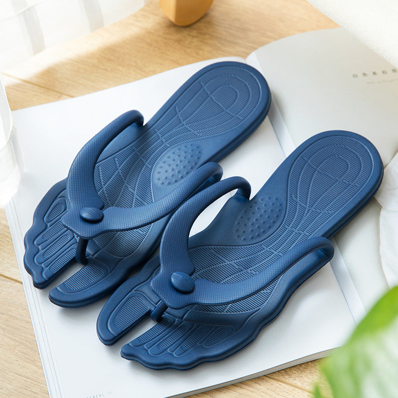 Portable Folding EVA Flip Flops for Travel and Beach - Dark blue / L