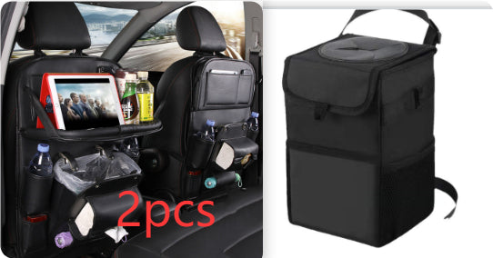 PU Leather Car Storage Hanging Bag with Tissue Box and Tray - Set6