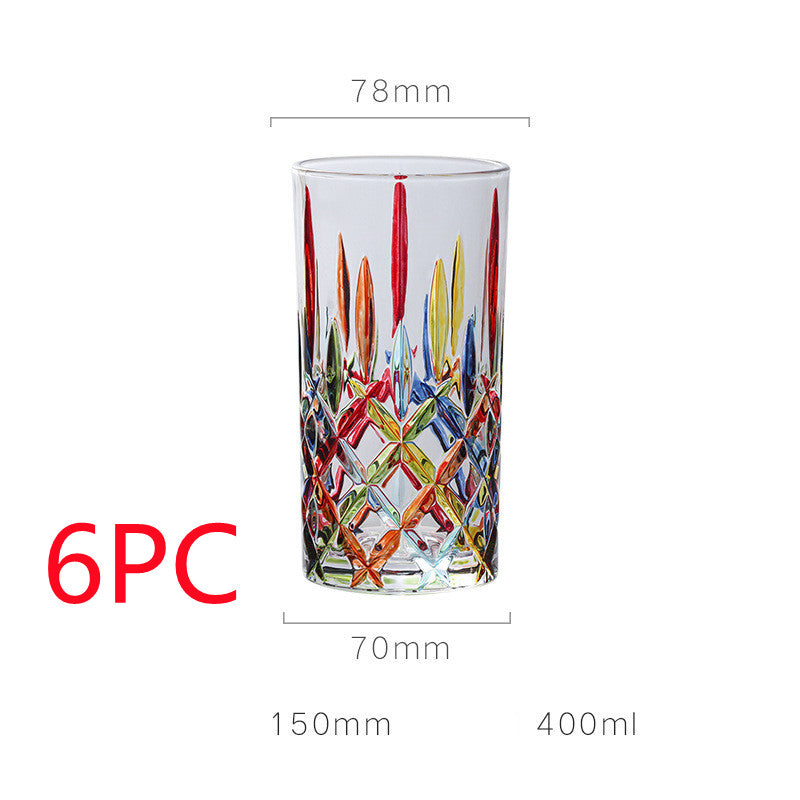 European Style New Enamel Whisky Glass With Colorful Woven Pattern - 8 Style / 6PCS - Hair Remover