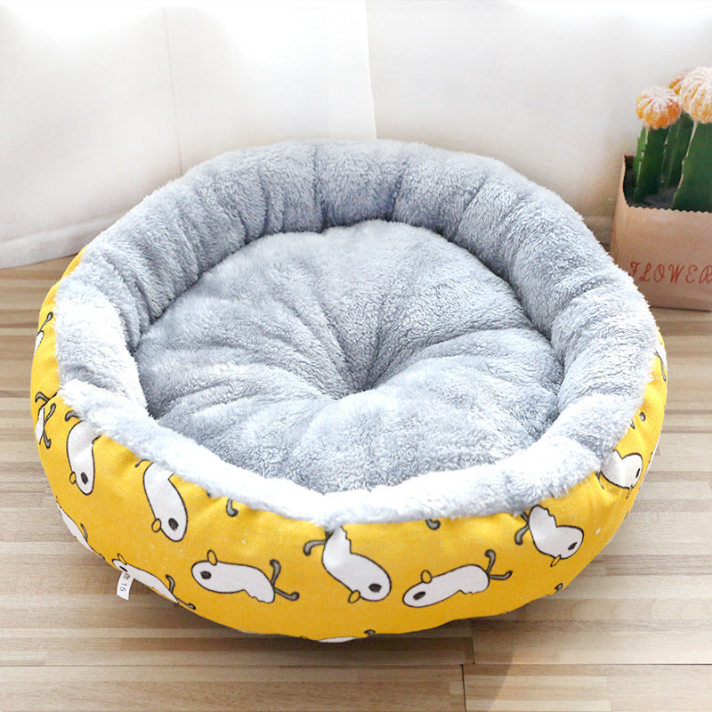 Dog And Cat Litter Padded With Round Cotton - Yellow / L