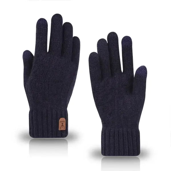 Winter Touchscreen Gloves – Unisex Knit Finger Gloves Warm Machine Washable for Travel Cycling & Sports - navy 1pair