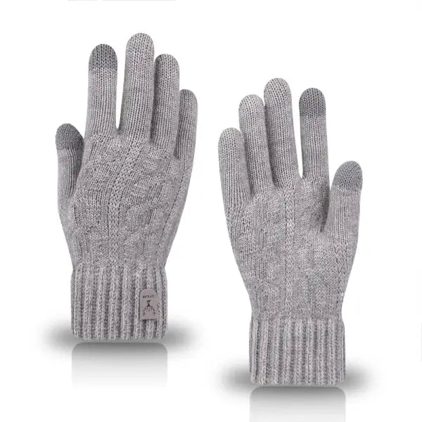 Winter Touchscreen Gloves – Unisex Knit Finger Gloves Warm Machine Washable for Travel Cycling & Sports - grey 1pair