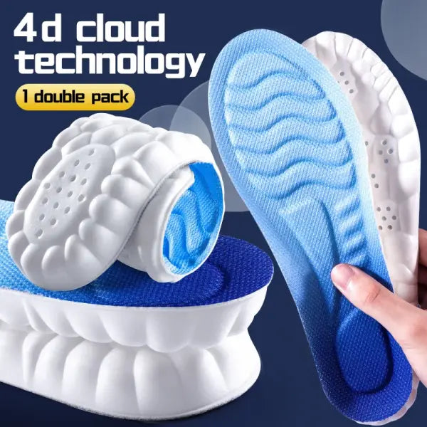 4D Cloud Technology Sports Insoles – PU Sole Soft Breathable Shock Absorption Cushion for Running & Orthopedic Care