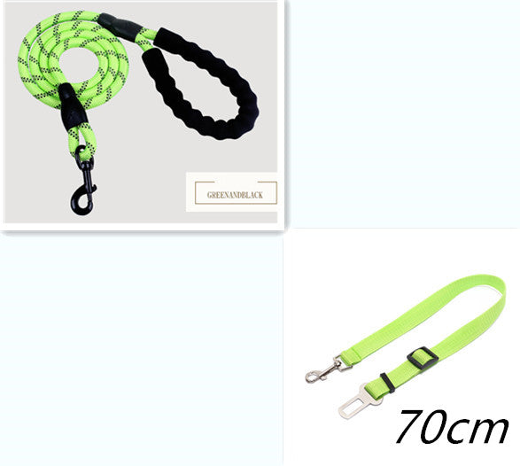 Reflective Dog Leash Nylon Pet Dog Leash Rope For Small Medium Large Dogs Walking Training Pet Suppiles - Green set