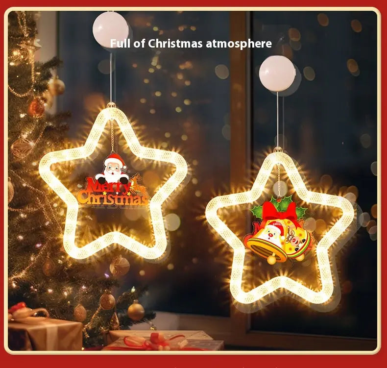 Christmas LED Star Pendant Lights for Holiday Window Decoration