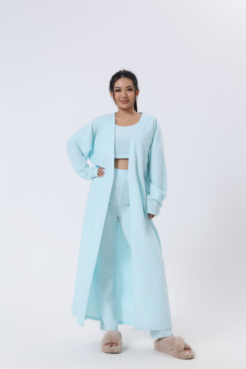 Cozy Pajama Set 3 Piece Lounge Set Cute Loungewear Warm Suit Sets Matching Set Lounge Set 3 Piece Pant Sets Women