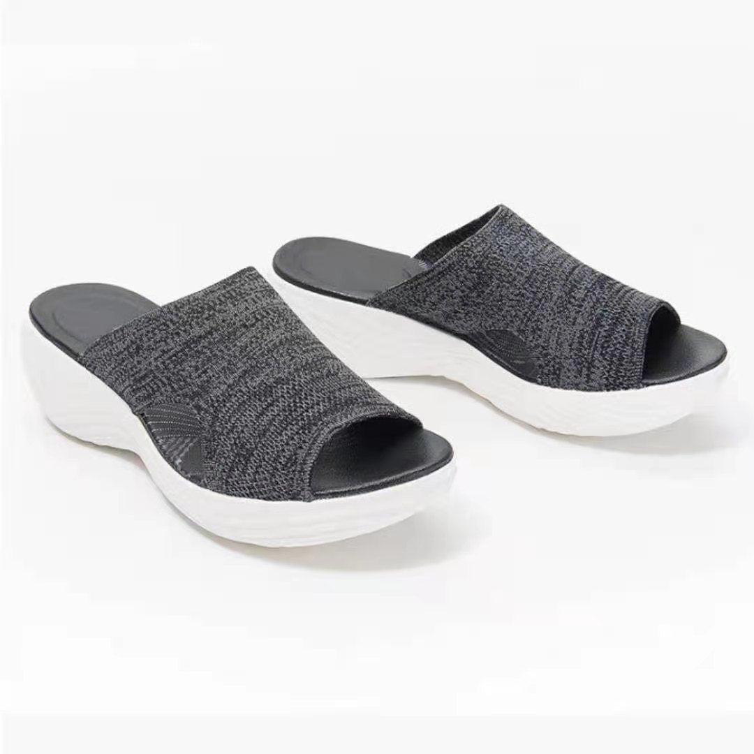 Casual Flying Woven Upper Polyurethane Platform Sandals And Slippers - Hair Remover