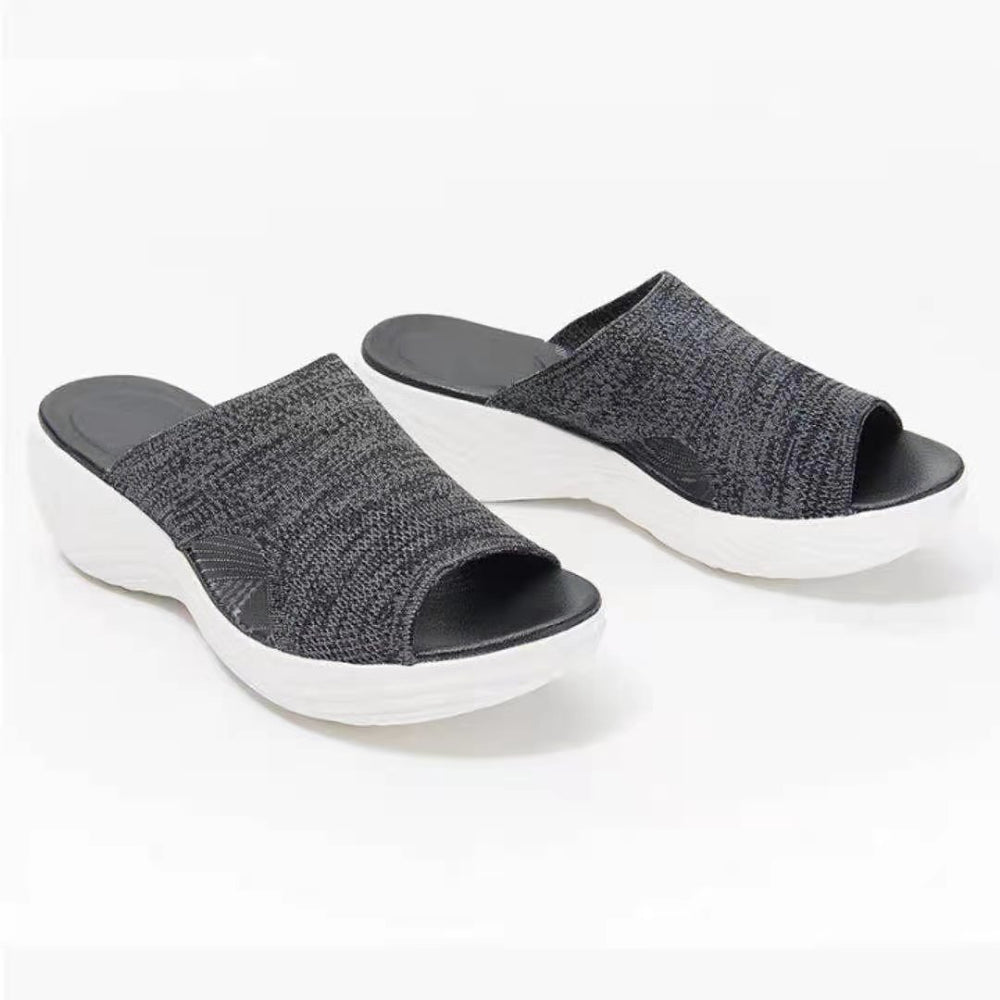 Casual Flying Woven Upper Polyurethane Platform Sandals And Slippers - Hair Remover