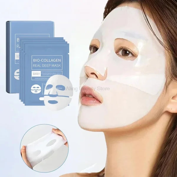 4Pcs/Box Absorbable Bio-Collagen Real Deep Moisturizing Mask Anti Aging Night Mask Firming Nourish Brightening Skin